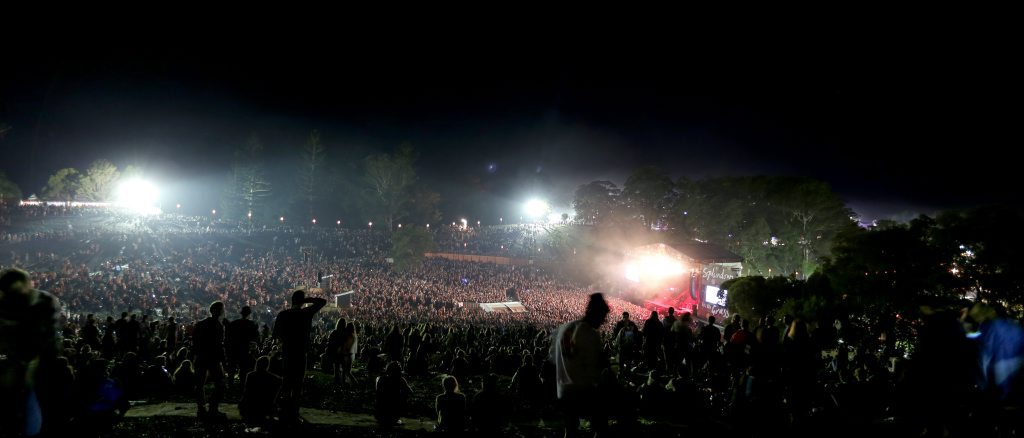 Punters gathered to watch the Dandy Warhols at the Amphitheatre stage, Splendour in the Grass 2015. Photo: Nolan Verheij-Full / Northern Star Punters gathered to watch the Dandy Warhols at the Amphitheatre stage, Splendour in the Grass 2015. Photo: Nolan Verheij-Full / Northern Star
