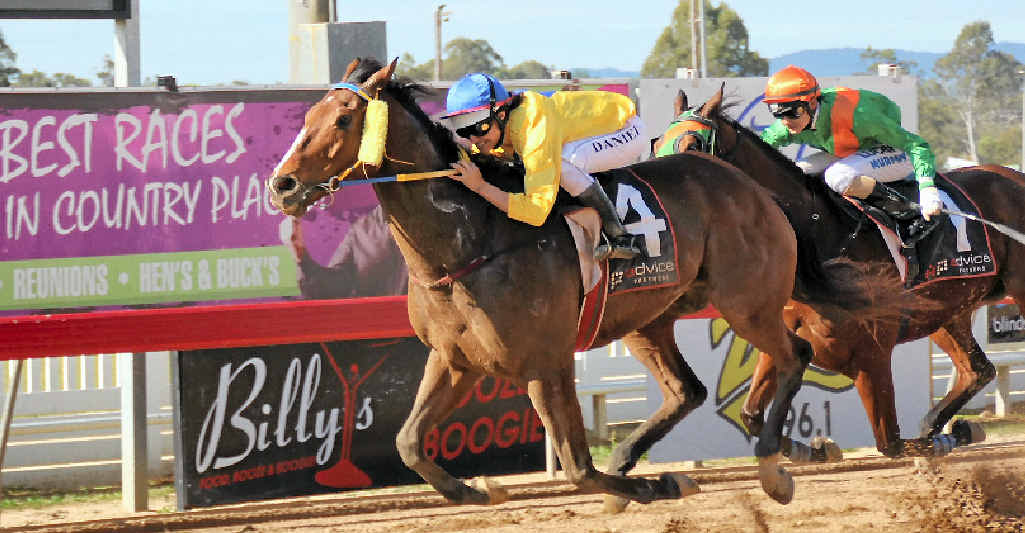 ALMOST THERE: Glenthorn Avenue and jockey Danielle Daniel sprint for the finish line. ALMOST THERE: Glenthorn Avenue and jockey Danielle Daniel sprint for the finish line.