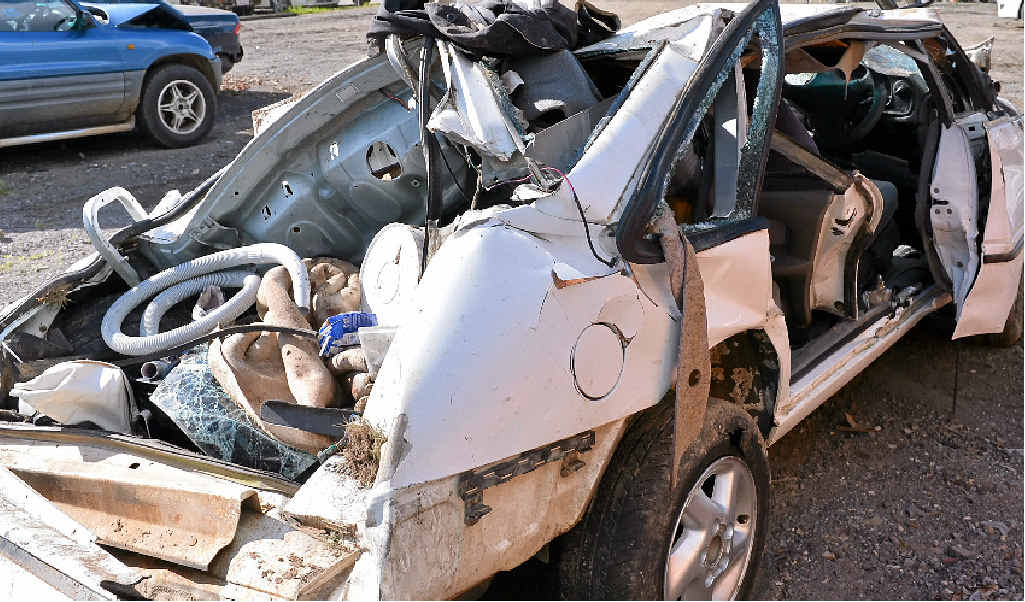 FATAL IMPACT: The remains of the car that was involved in the fatal crash. FATAL IMPACT: The remains of the car that was involved in the fatal crash.