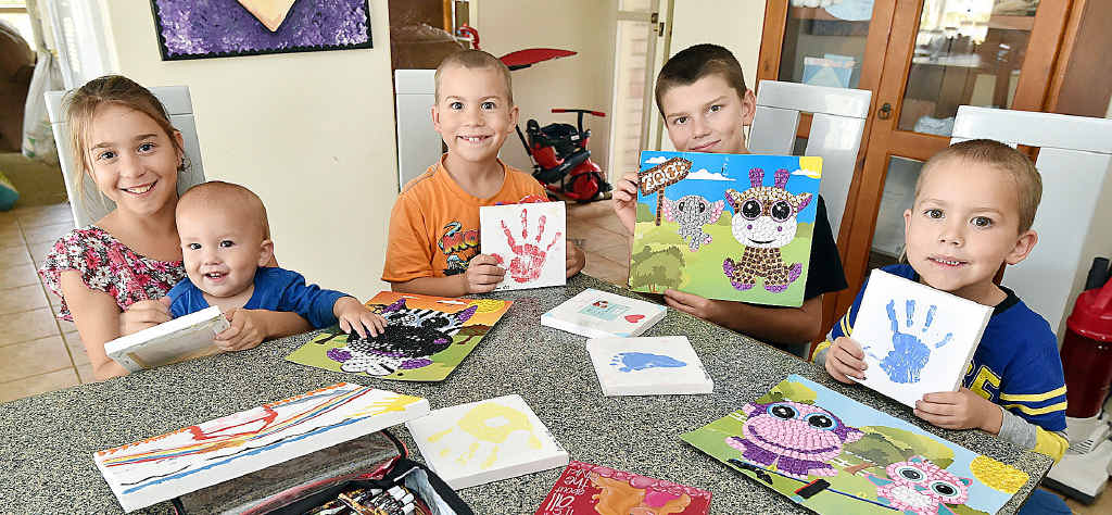 CREATIVE WITH CENTS: Tangikara children get crafty – Larissa, 10, Kaiden, 1, Deacon, 7, Lachlan, 11 and Tyler, 5. CREATIVE WITH CENTS: Tangikara children get crafty – Larissa, 10, Kaiden, 1, Deacon, 7, Lachlan, 11 and Tyler, 5.