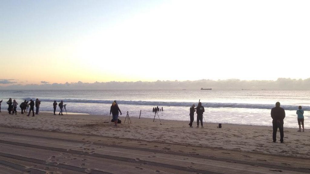 Photographers gather at Dicky Beach for one last sunrise photoshoot. Photographers gather at Dicky Beach for one last sunrise photoshoot.