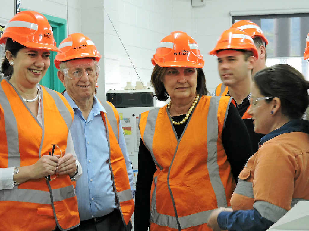 STATE VISIT: Premier Annastacia Palaszczuk, Member for Mirani Jim Pearce and Member for Mackay Julieanne Gilbert meet team leader Brooke Dallow at the Wilmar BioEthanol plant. STATE VISIT: Premier Annastacia Palaszczuk, Member for Mirani Jim Pearce and Member for Mackay Julieanne Gilbert meet team leader Brooke Dallow at the Wilmar BioEthanol plant.