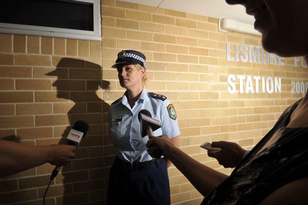 Detective Sergeant Bernadette Ingram briefs the media on an attempted murder that took place at 37 Urabla Street in Lismore. Photo Marc Stapelberg / The Northern Star Detective Sergeant Bernadette Ingram briefs the media on an attempted murder that took place at 37 Urabla Street in Lismore. Photo Marc Stapelberg / The Northern Star