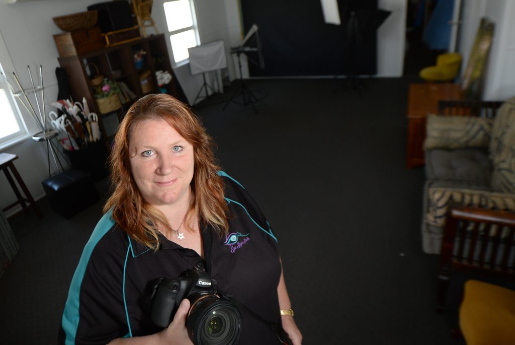 Vanessa Eyles from Eye Spy Studeo is back in business after having her camera equipment stolen during Cyclone Marcia. Photo: Chris Ison / The Morning Bulletin Vanessa Eyles from Eye Spy Studeo is back in business after having her camera equipment stolen during Cyclone Marcia. Photo: Chris Ison / The Morning Bulletin
