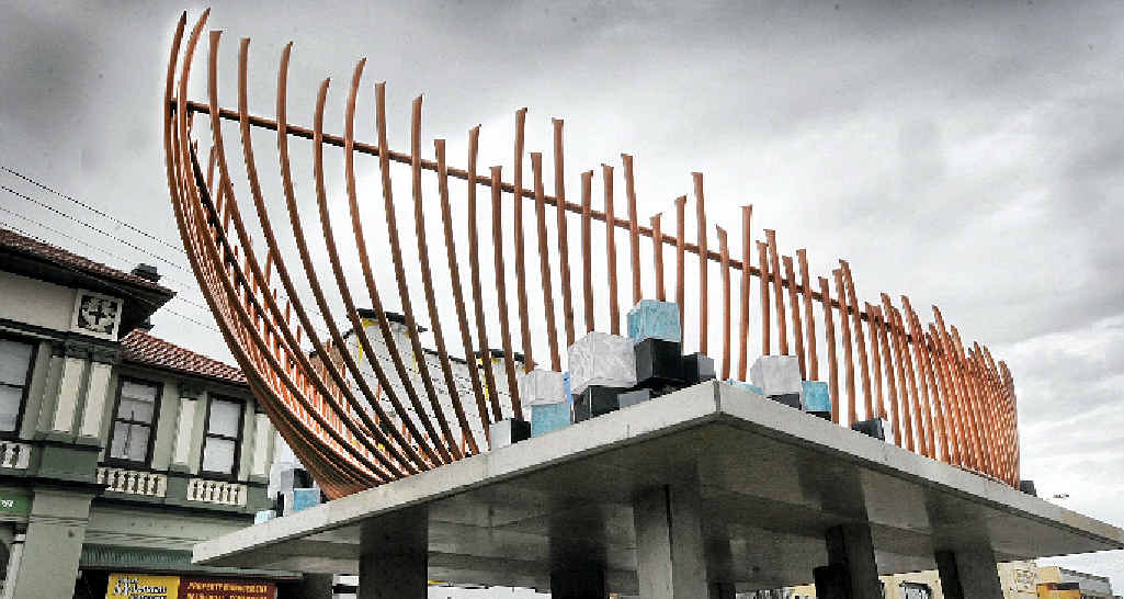 EXPENSIVE ART: Lismore City Council’s budget for this sculpture of a boat in Lismore CBD blew out by almost $200,000. EXPENSIVE ART: Lismore City Council’s budget for this sculpture of a boat in Lismore CBD blew out by almost $200,000.