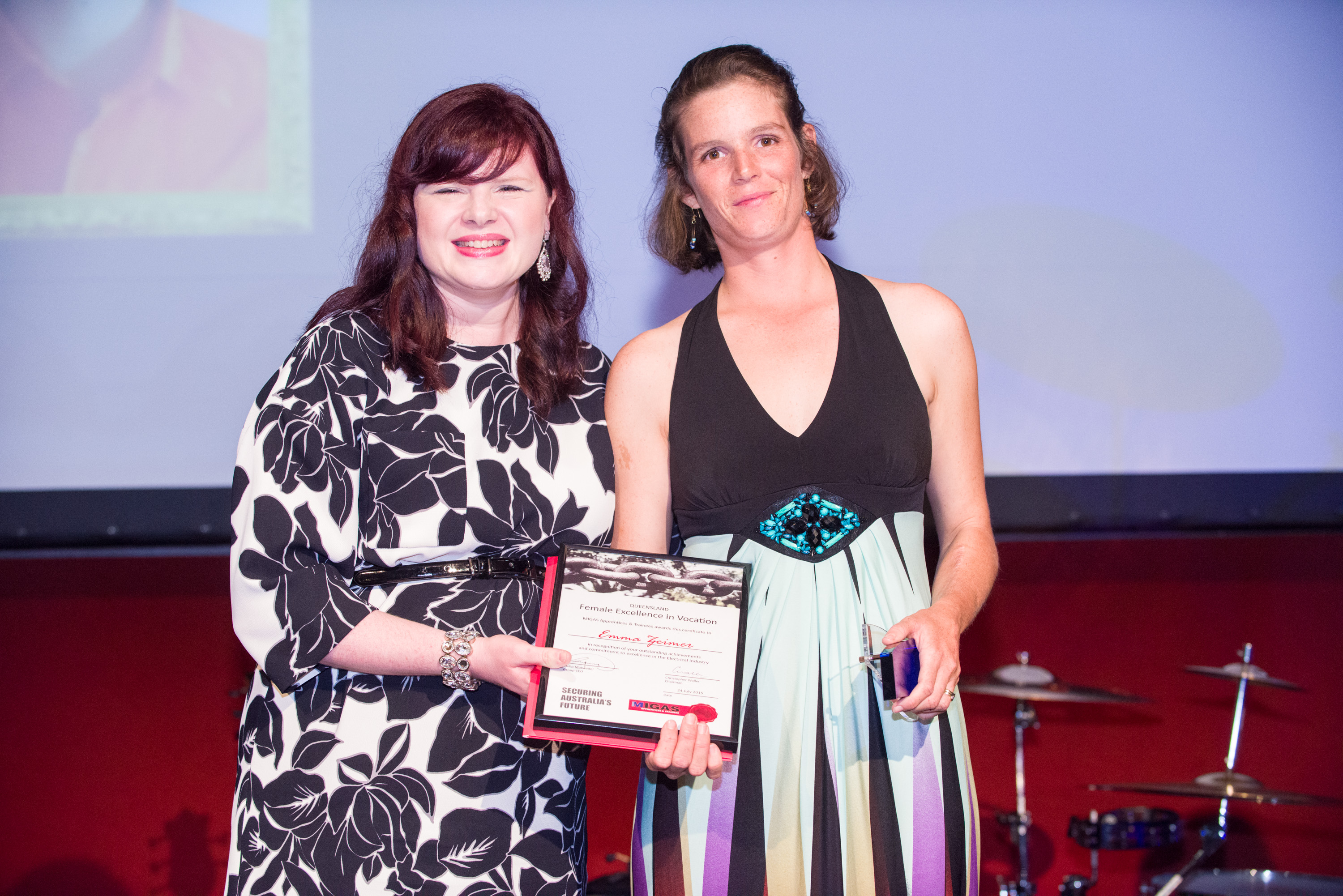 Rebecca Senyard Plumbette and Emma Zeimer at this year's MIGAS Awards. Rebecca Senyard Plumbette and Emma Zeimer at this year's MIGAS Awards.