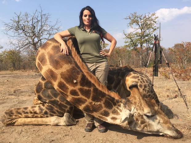 US hunting tourist Sabrina Corgatelli posted this photo of herself with a giraffe she shot. US hunting tourist Sabrina Corgatelli posted this photo of herself with a giraffe she shot.