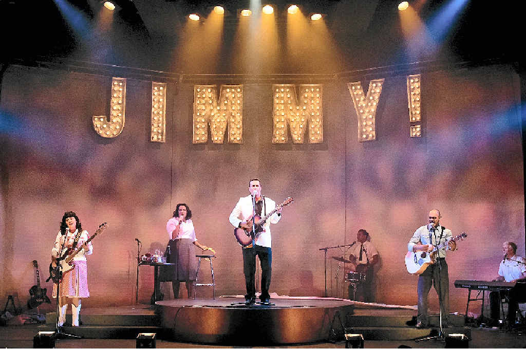Megan Samardin, Elaine Crombie, Michael Tuahine, Tibian Wyles, David Page and Bradley McCaw on stage during a performance of Country Song. Pictured below left is Australian singer Jimmy Little. Megan Samardin, Elaine Crombie, Michael Tuahine, Tibian Wyles, David Page and Bradley McCaw on stage during a performance of Country Song. Pictured below left is Australian singer Jimmy Little.