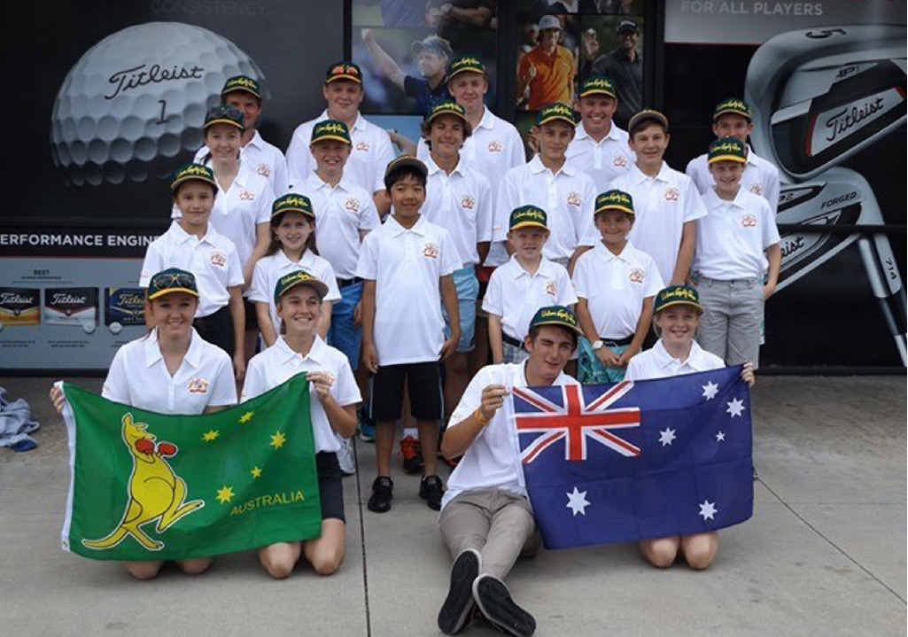 ALL SMILES: The Aussie junior team in the US at the recent 2015 Australian Junior Golf Team inaugural tour to compete in the Veritas World Junior Olympic Games Championships. ALL SMILES: The Aussie junior team in the US at the recent 2015 Australian Junior Golf Team inaugural tour to compete in the Veritas World Junior Olympic Games Championships.