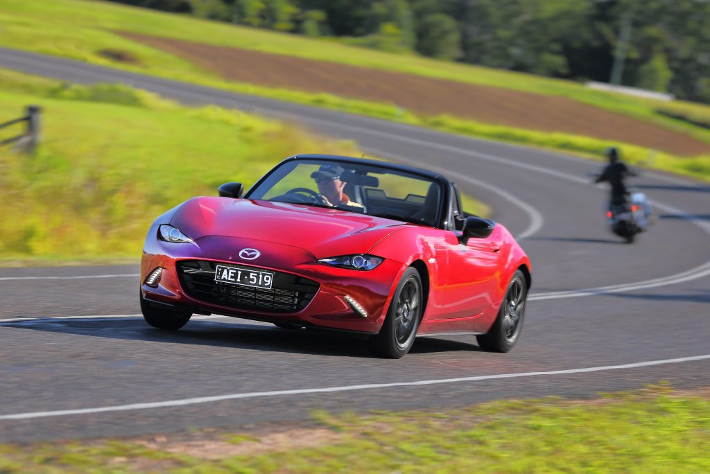 WELL BALANCED: Despite just 96kW from its naturally aspirated 1.5-litre the MX-5's light weight and chassis setup means it rewards eager drivers. WELL BALANCED: Despite just 96kW from its naturally aspirated 1.5-litre the MX-5's light weight and chassis setup means it rewards eager drivers.