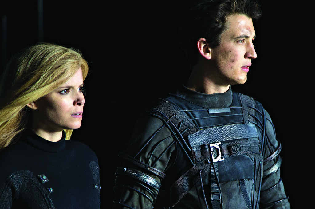 Kate Mara and Miles Teller as Sue Storm and Reed Richards in the Fantastic Four. Kate Mara and Miles Teller as Sue Storm and Reed Richards in the Fantastic Four.