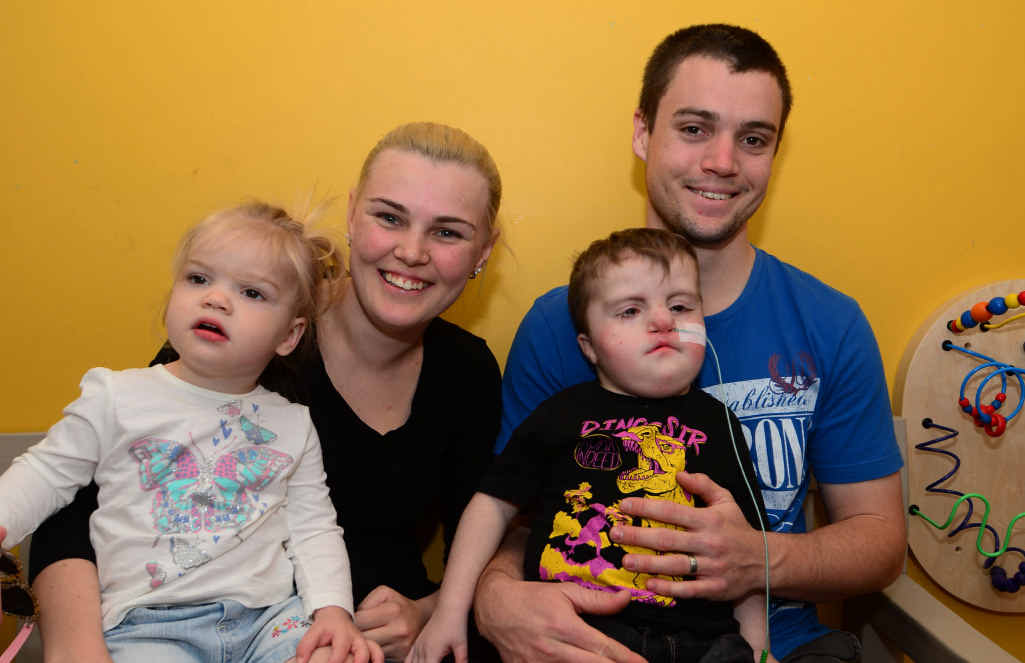 Parents Emily and Wil Krapkat with their children Evelyn and Slater. Slater has had a wish granted by business Lazy Acres who are giving him a pony. Parents Emily and Wil Krapkat with their children Evelyn and Slater. Slater has had a wish granted by business Lazy Acres who are giving him a pony.
