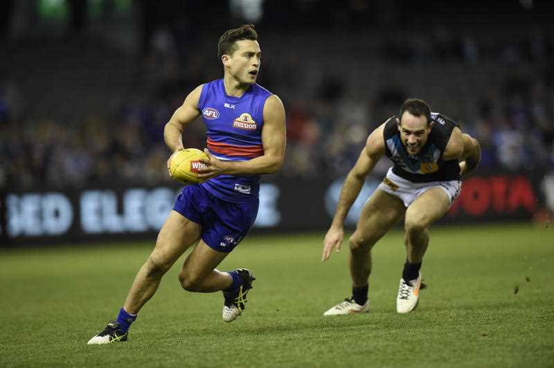 Luke Dahlhaus of the Western Bulldogs (left) during their round nineteen AFL match at Etihad Stadium in Melbourne on Saturday, August 8, 2015. Luke Dahlhaus of the Western Bulldogs (left) during their round nineteen AFL match at Etihad Stadium in Melbourne on Saturday, August 8, 2015.