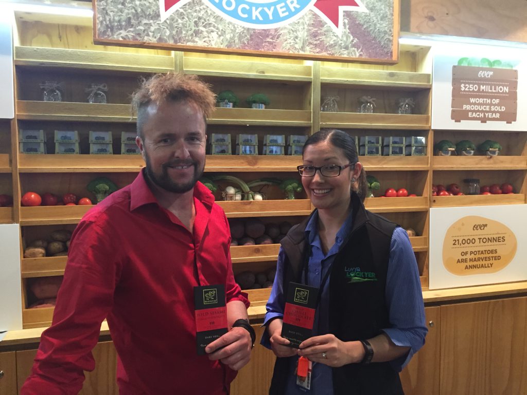 Lockyer Valley produce stand at the Ekka featuring Jason O'Conner from Seaton Fire Chilli Chocolate at Murphys Creek and Michelle Brown from LVRC. Picture: Adam Davies Lockyer Valley produce stand at the Ekka featuring Jason O'Conner from Seaton Fire Chilli Chocolate at Murphys Creek and Michelle Brown from LVRC. Picture: Adam Davies