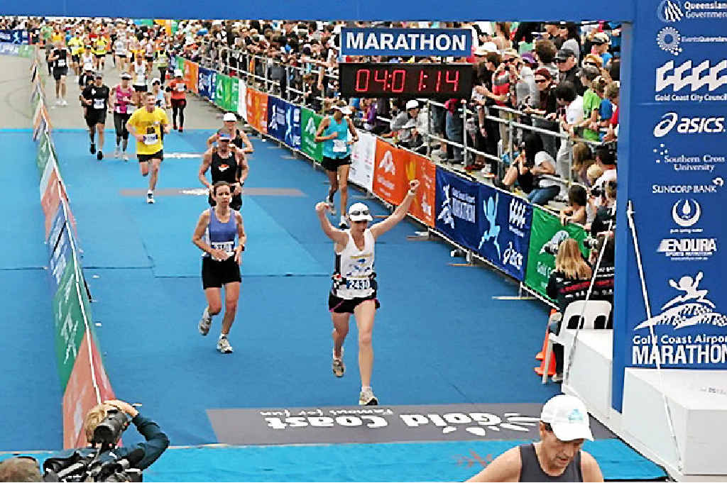 MADE IT: Charmaine Thompson finishes the Gold Coast Marathon. For more details on the Gladstone Road Runners, visit http://www.gladstoneroadrunners.com. MADE IT: Charmaine Thompson finishes the Gold Coast Marathon. For more details on the Gladstone Road Runners, visit http://www.gladstoneroadrunners.com.