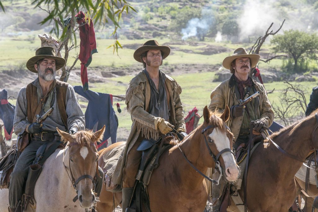 Jeffrey Dean Morgan, Bill Paxton and Christopher McDonald in a scene from Texas Rising. Jeffrey Dean Morgan, Bill Paxton and Christopher McDonald in a scene from Texas Rising.