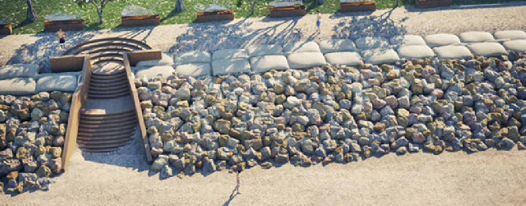 A draft aerial vignette image of the hybrid wall at the Hervey Bay Sailing Club. A draft aerial vignette image of the hybrid wall at the Hervey Bay Sailing Club.