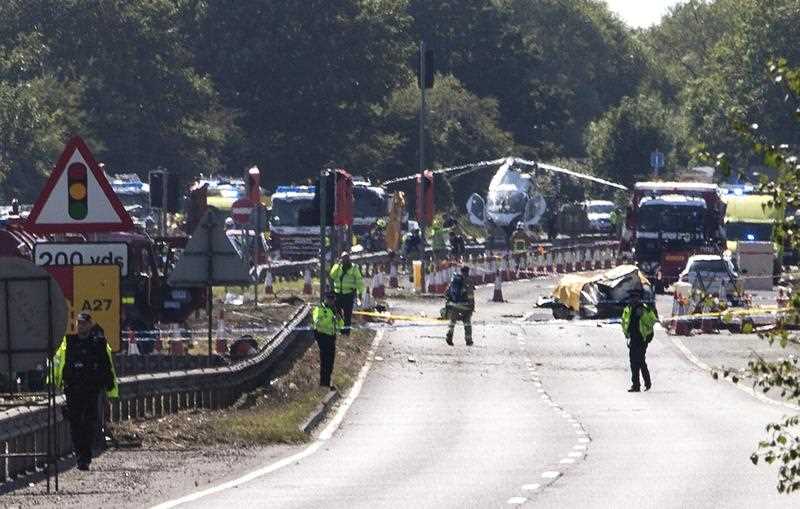 Seven people have died after a jet crashes at the Shoreham Airshow into cars on a major road during an aerial display at the Shoreham Airshow in West Sussex. Seven people have died after a jet crashes at the Shoreham Airshow into cars on a major road during an aerial display at the Shoreham Airshow in West Sussex.