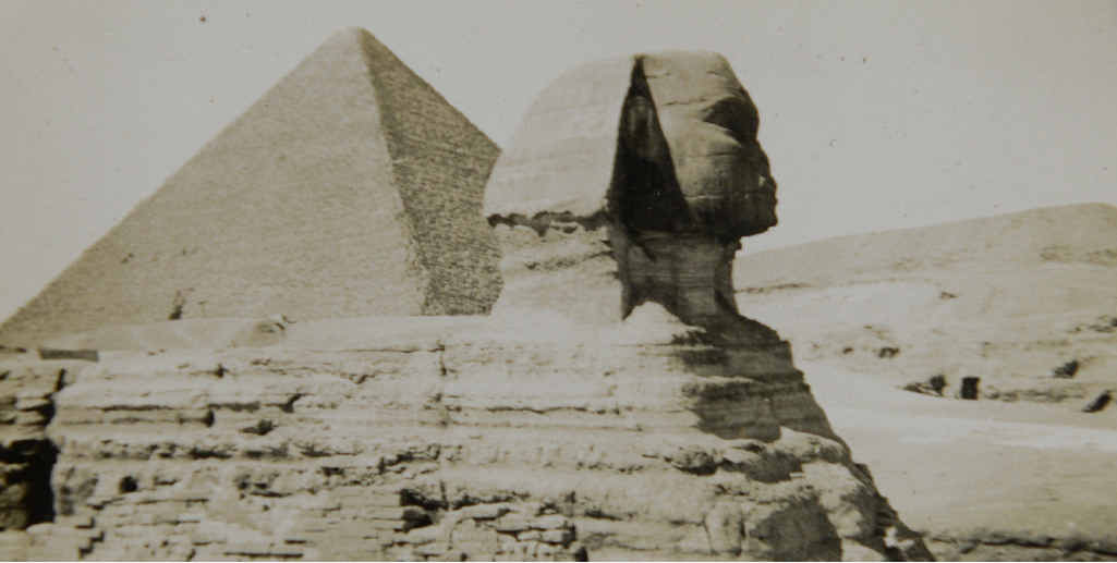 A photo taken by Australian soldier Ronald Vincent Thomson of the Sphinx and Pyramids during his service in Egypt.