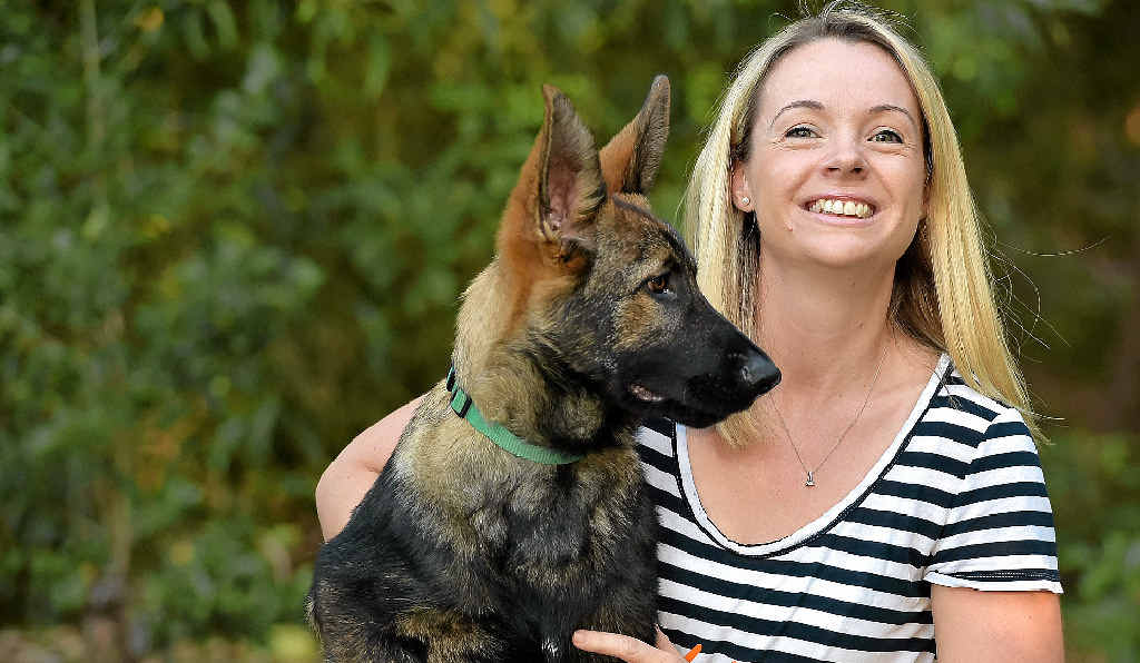 IN SAFE HANDS: Jennifer Rowan with one of the dogs they rescued from a Yandina property. INSET: One of the dogs before it was rescued. IN SAFE HANDS: Jennifer Rowan with one of the dogs they rescued from a Yandina property. INSET: One of the dogs before it was rescued.