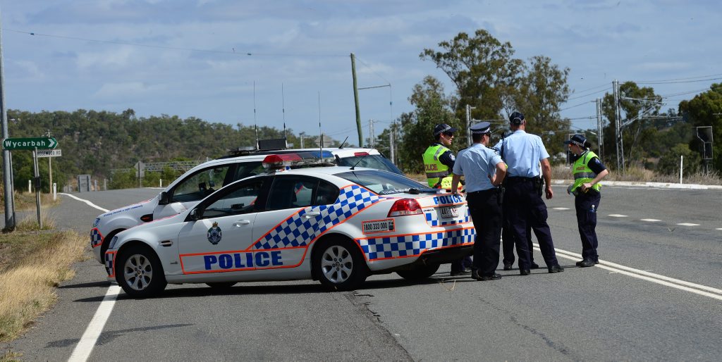 Emergency crews shut the Capricorn Hwy for several hours after a B-double began leaking a chemical. Photo Lisa Benoit / The Morning Bulletin Emergency crews shut the Capricorn Hwy for several hours after a B-double began leaking a chemical. Photo Lisa Benoit / The Morning Bulletin
