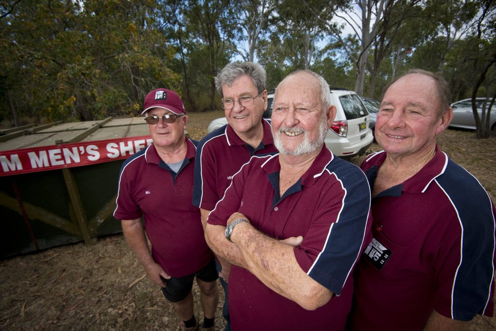 STANDING TALL: Boyne Tannum Men's Shed members Bill Taylor, Mike Robbins, Rick Bichsel and Bruce Williams waiting for land for their shed. Photo Paul Braven / The Observer STANDING TALL: Boyne Tannum Men's Shed members Bill Taylor, Mike Robbins, Rick Bichsel and Bruce Williams waiting for land for their shed. Photo Paul Braven / The Observer