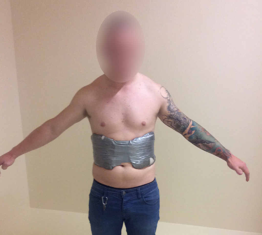 AIRPORT BUSTS: State Drug Squad detectives seize about 750 grams of ice allegedly strapped to a man’s chest. INSET: Mackay detectives uncover a quantity of amphetamines. AIRPORT BUSTS: State Drug Squad detectives seize about 750 grams of ice allegedly strapped to a man’s chest. INSET: Mackay detectives uncover a quantity of amphetamines.