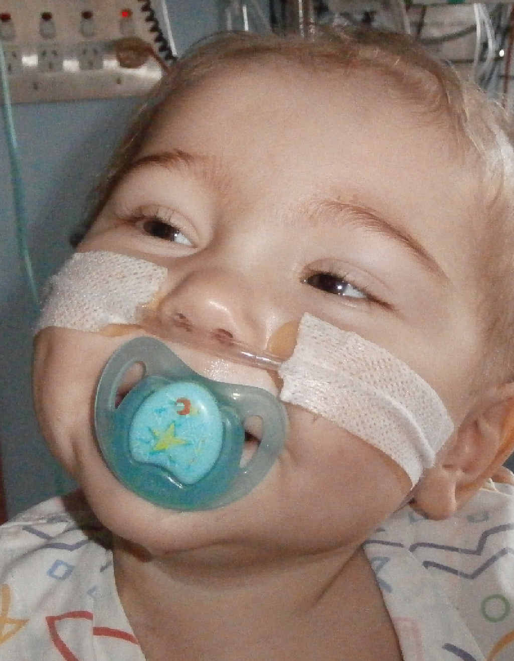 BRAVE BOY: Jacob the day after having his hernia operation. BRAVE BOY: Jacob the day after having his hernia operation.
