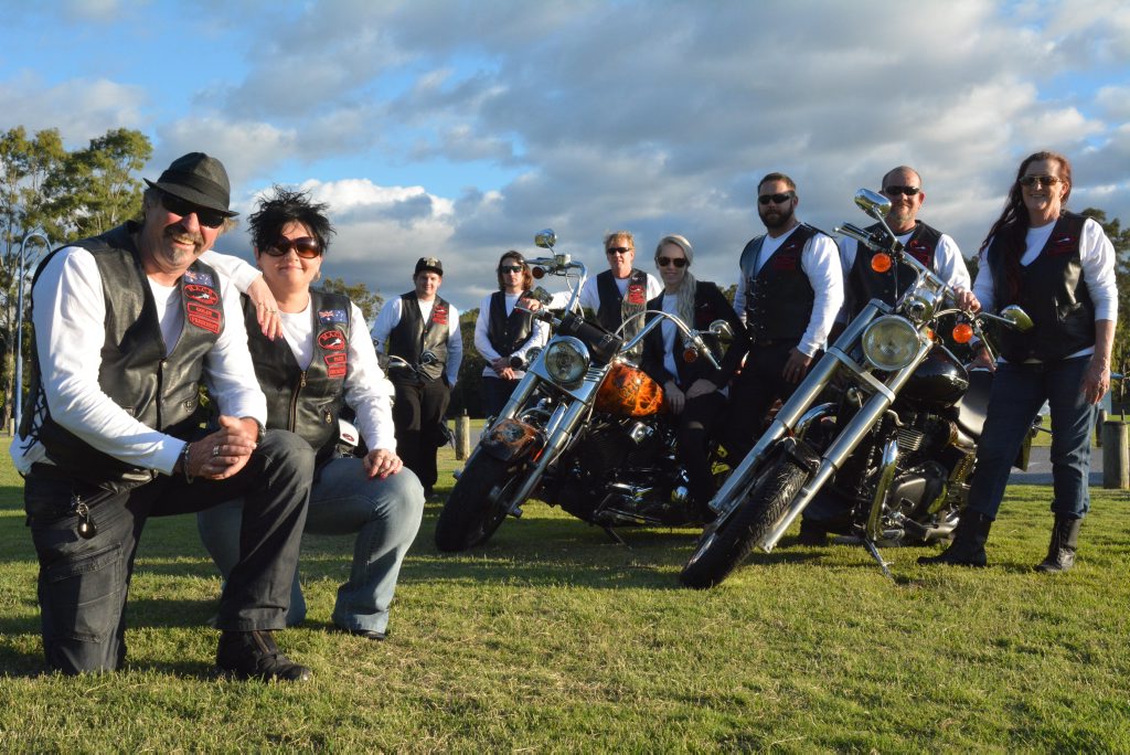 Goldy and Paris with Magoo, Statik, Bonga, Barbie, Thor, Ryder and Roxy, who make up the central Queensland chapter of Motorcyclists Advocating Child Empowerment. Photo Mara Pattison-Sowden / The Observer Goldy and Paris with Magoo, Statik, Bonga, Barbie, Thor, Ryder and Roxy, who make up the central Queensland chapter of Motorcyclists Advocating Child Empowerment. Photo Mara Pattison-Sowden / The Observer