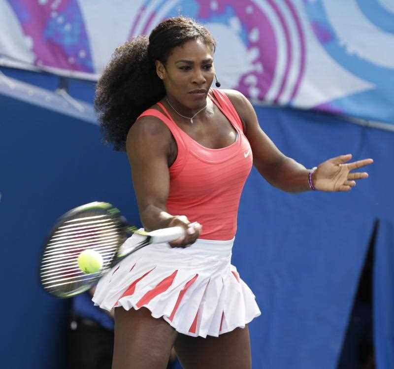 Tennis Player Serena Williams, of the United States, hits forehands for charity on Kids Day at the USTA Billie Jean King National Tennis Center in Flushing Meadows, in New York, New York ,USA, 29 August 2015. Tennis Player Serena Williams, of the United States, hits forehands for charity on Kids Day at the USTA Billie Jean King National Tennis Center in Flushing Meadows, in New York, New York ,USA, 29 August 2015.