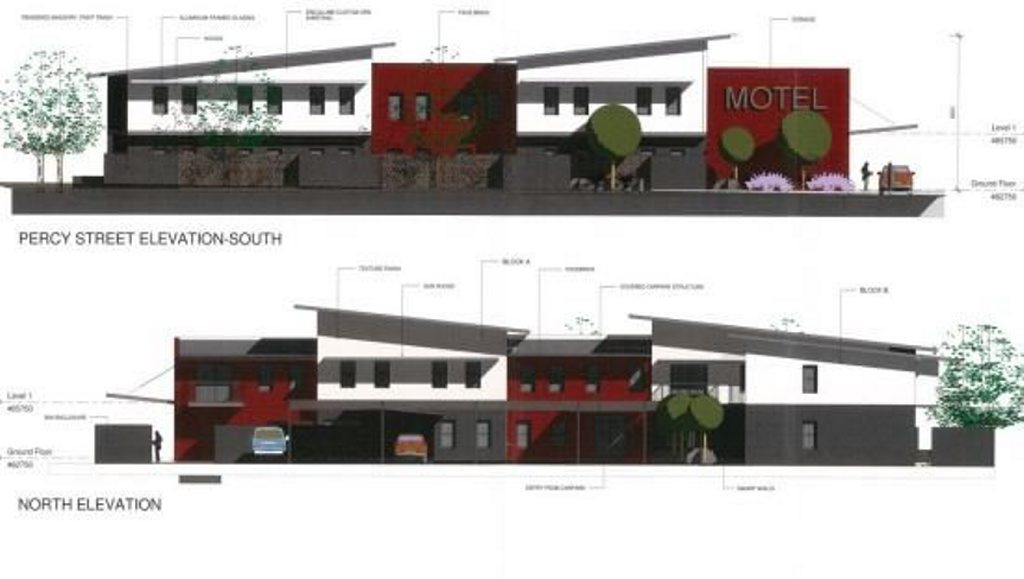 An artist's impression of the proposed motel on the corner of Acacia Ave and Percy St.