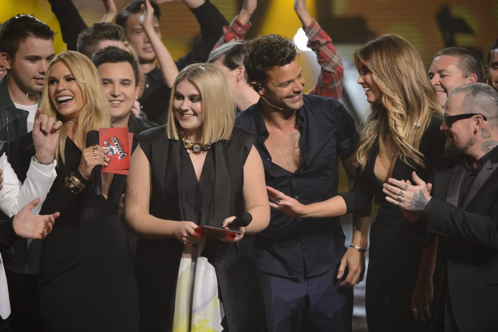 The Voice Australia's Ellie Drennan, second from left, pictured after the winner's announcement. The Voice Australia's Ellie Drennan, second from left, pictured after the winner's announcement.