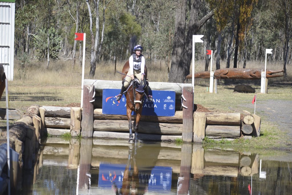 Sheridan Sullivan and Talent Time win the Inglewood Quarries two-star class at the eventing at Morgan Park. Sheridan Sullivan and Talent Time win the Inglewood Quarries two-star class at the eventing at Morgan Park.