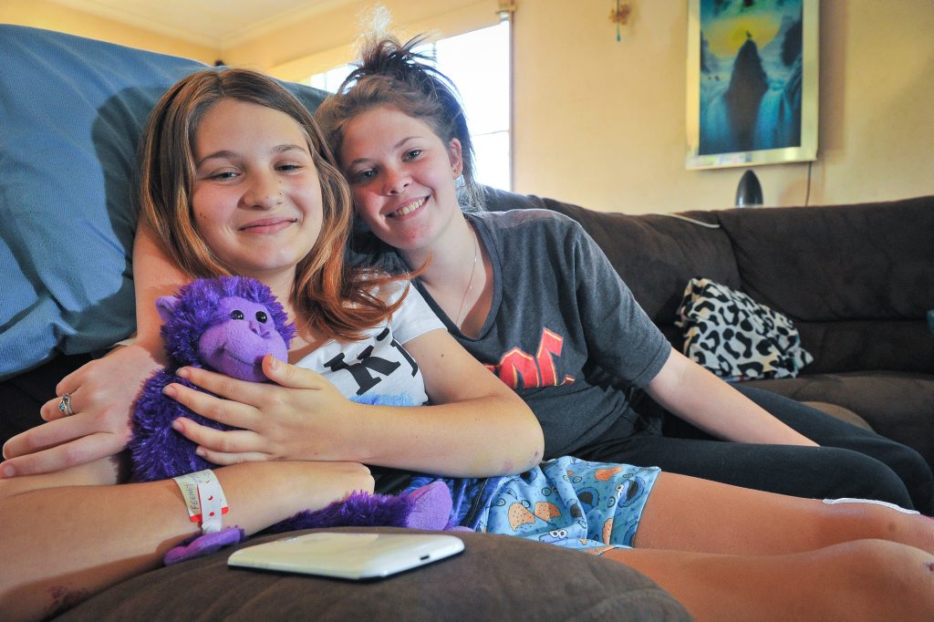 Breeanna Feeney recovers at home with her sister Courtney. It is expected to take 18 months for Breeanna to fully recover after being hit by a car. Breeanna Feeney recovers at home with her sister Courtney. It is expected to take 18 months for Breeanna to fully recover after being hit by a car.
