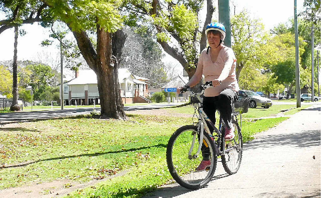 TEMPTING FATE: South Grafton resident Shirley Newby travels the route along Ryan St where she was attacked by a magpie on Tuesday. TEMPTING FATE: South Grafton resident Shirley Newby travels the route along Ryan St where she was attacked by a magpie on Tuesday.