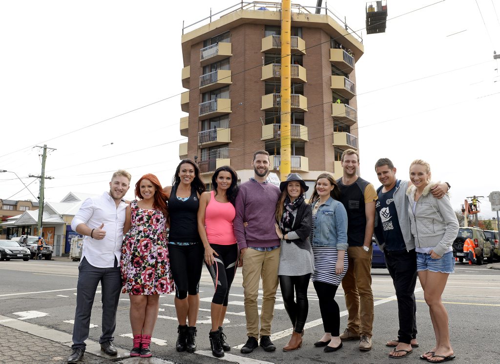 The Block contestants, from left, Andrew and Whitney, Suzi and Voni, Dean and Shay, Ebony and Luke and Kingi and Caro pictured in South Yarra in front of the The Block contestants, from left, Andrew and Whitney, Suzi and Voni, Dean and Shay, Ebony and Luke and Kingi and Caro pictured in South Yarra in front of the