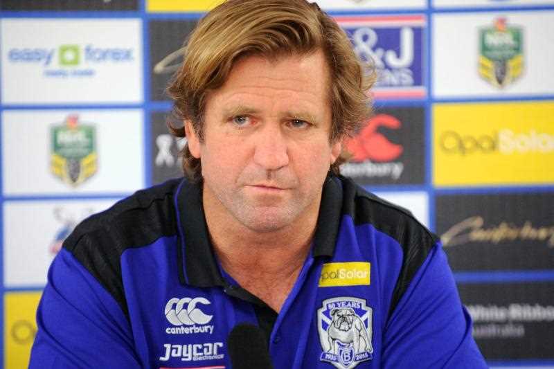 Bulldogs coach Des Hasler speaks to the media following his side's win in the Round 2 NRL match between the Canterbury-Bankstown Bulldogs and the Parramatta Eels at ANZ Stadium in Sydney, Friday, March 13, 2015. Bulldogs coach Des Hasler speaks to the media following his side's win in the Round 2 NRL match between the Canterbury-Bankstown Bulldogs and the Parramatta Eels at ANZ Stadium in Sydney, Friday, March 13, 2015.