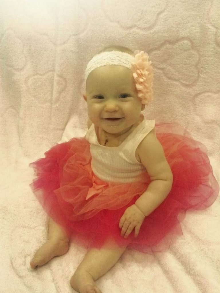 Looking pretty as a picture, little Imogen eight days post surgery. Photo contributed