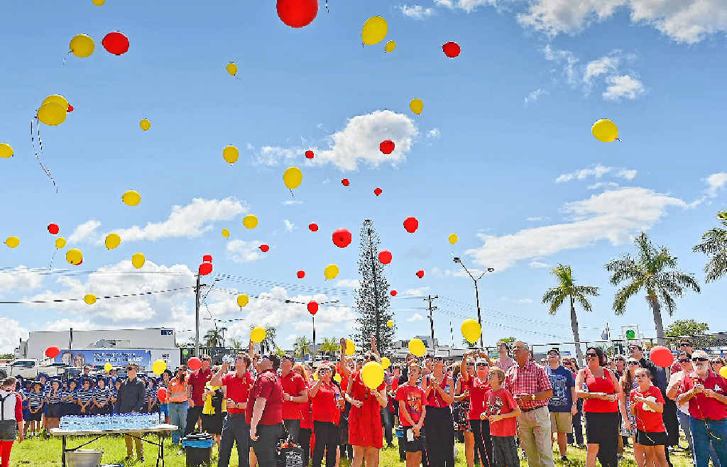FINAL GOODBYE: Hundreds of balloons were released at the funeral for Mitchell Lewis Luders. FINAL GOODBYE: Hundreds of balloons were released at the funeral for Mitchell Lewis Luders.