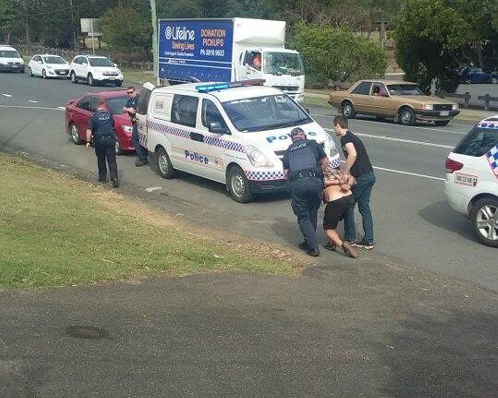 Police arrest a man who allegedly ploughed into 10 cars. Police arrest a man who allegedly ploughed into 10 cars.