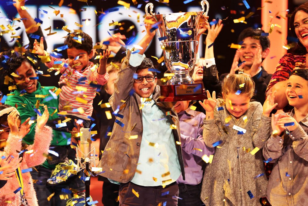 The Great Australian Spelling Bee winner Anirudh pictured with the 2015 trophy. The Great Australian Spelling Bee winner Anirudh pictured with the 2015 trophy.