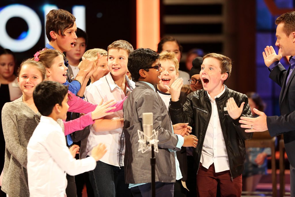 The Great Australian Spelling Bee winner Anirudh is congratulated by his fellow contestants. The Great Australian Spelling Bee winner Anirudh is congratulated by his fellow contestants.