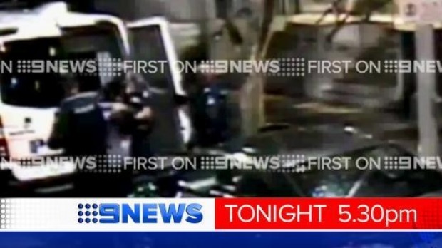 Footage aired on Tuesday evening shows Brayden Mechen being punched by police. Photo: Nine News
Footage aired on Tuesday evening shows Brayden Mechen being punched by police. Photo: Nine News