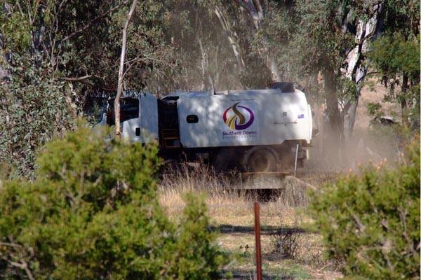 A council street sweeper goes to work in the dusty, country town of Pratten, north-west of Warwick. A council street sweeper goes to work in the dusty, country town of Pratten, north-west of Warwick.