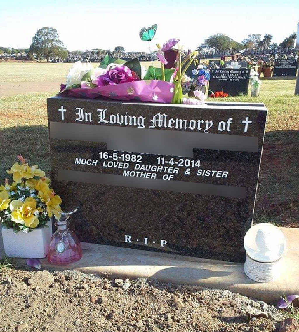 The headstone of Mary’s sister, who took her own life in 2014. The headstone of Mary’s sister, who took her own life in 2014.