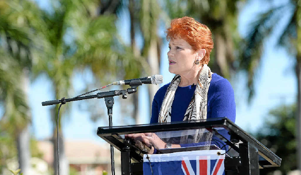 POLITICAL PROBLEMS: Pauline Hanson addresses the crowd at the Reclaim Australia Rally in Rockhampton in July during one of two visits to the region this year. POLITICAL PROBLEMS: Pauline Hanson addresses the crowd at the Reclaim Australia Rally in Rockhampton in July during one of two visits to the region this year.