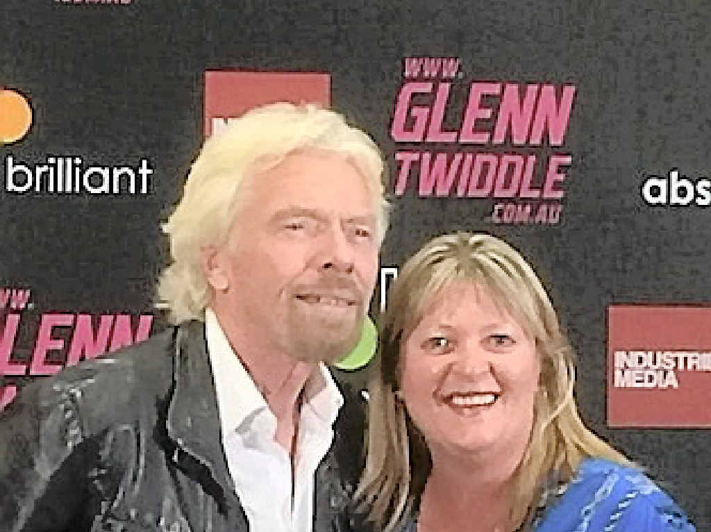 AN INSPIRATION: Tinnanbar’s Jeanette Nugent with her business inspiration Sir Richard Branson. AN INSPIRATION: Tinnanbar’s Jeanette Nugent with her business inspiration Sir Richard Branson.