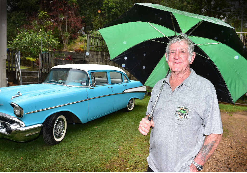 COOL RIDE: Gordon Piper, of Nambour, has a love of old cars and does a fine job of restoring them. He is pictured with his 1957 Chevy with Elvis plates. COOL RIDE: Gordon Piper, of Nambour, has a love of old cars and does a fine job of restoring them. He is pictured with his 1957 Chevy with Elvis plates.