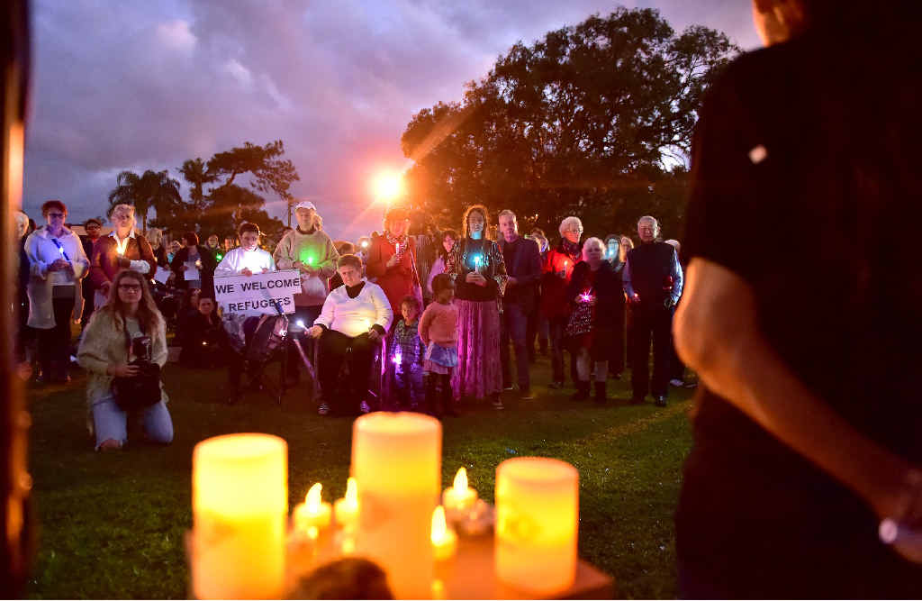 SHOWING SUPPORT: A candlelight vigil was held for refugees in the Cotton Tree park. SHOWING SUPPORT: A candlelight vigil was held for refugees in the Cotton Tree park.