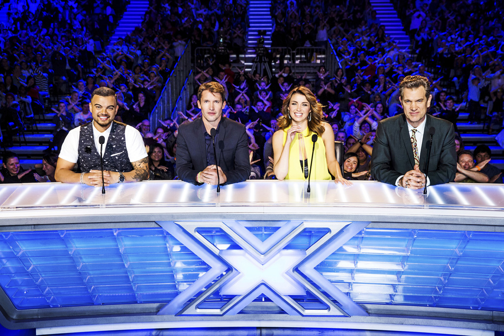 The X Factor judges, from left, Guy Sebastian, James Blunt, Dannii Minogue and Chris Isaak. The X Factor judges, from left, Guy Sebastian, James Blunt, Dannii Minogue and Chris Isaak.